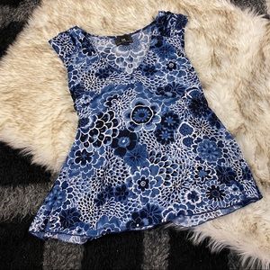 Y2K tie waist floral abstract pattern knit top sm